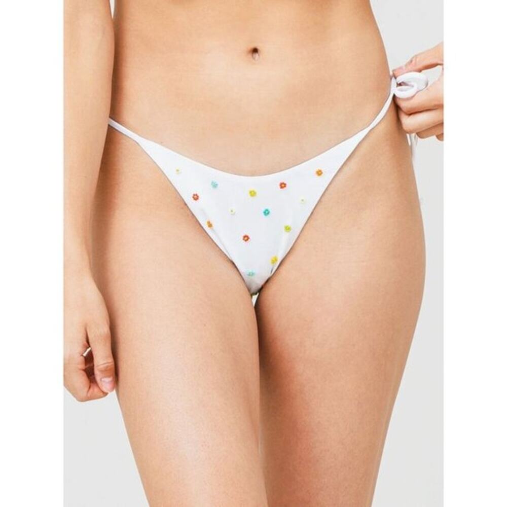 L*Space Lennox Beaded Bikini Bottom XL White NWT